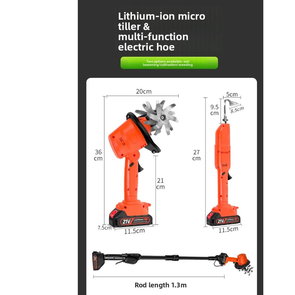Multifunctional Handheld Electric Hoe, Cordless Lithium Garden Tiller, Portable Weeding & Soil Loosening Cultivator for Backyard Flower Beds