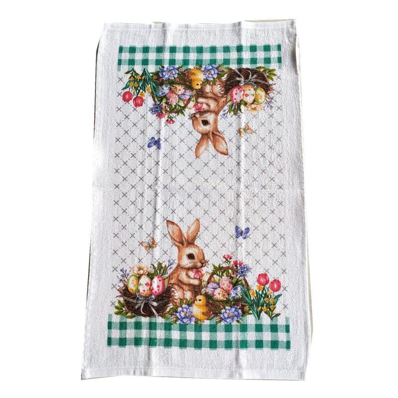 

1Pc 38x63cm Easter Day Rabbit Egg Printed Cotton Tea Towel Kitchen Dishcloth Water Absorption Cleaning Cloth Holiday Gift
