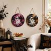 Halloween Ghost Decoration Hanging Ornament Round Shape with Haunted House Pumpkin and Roses Design Suitable for Indoor Outdoor Use