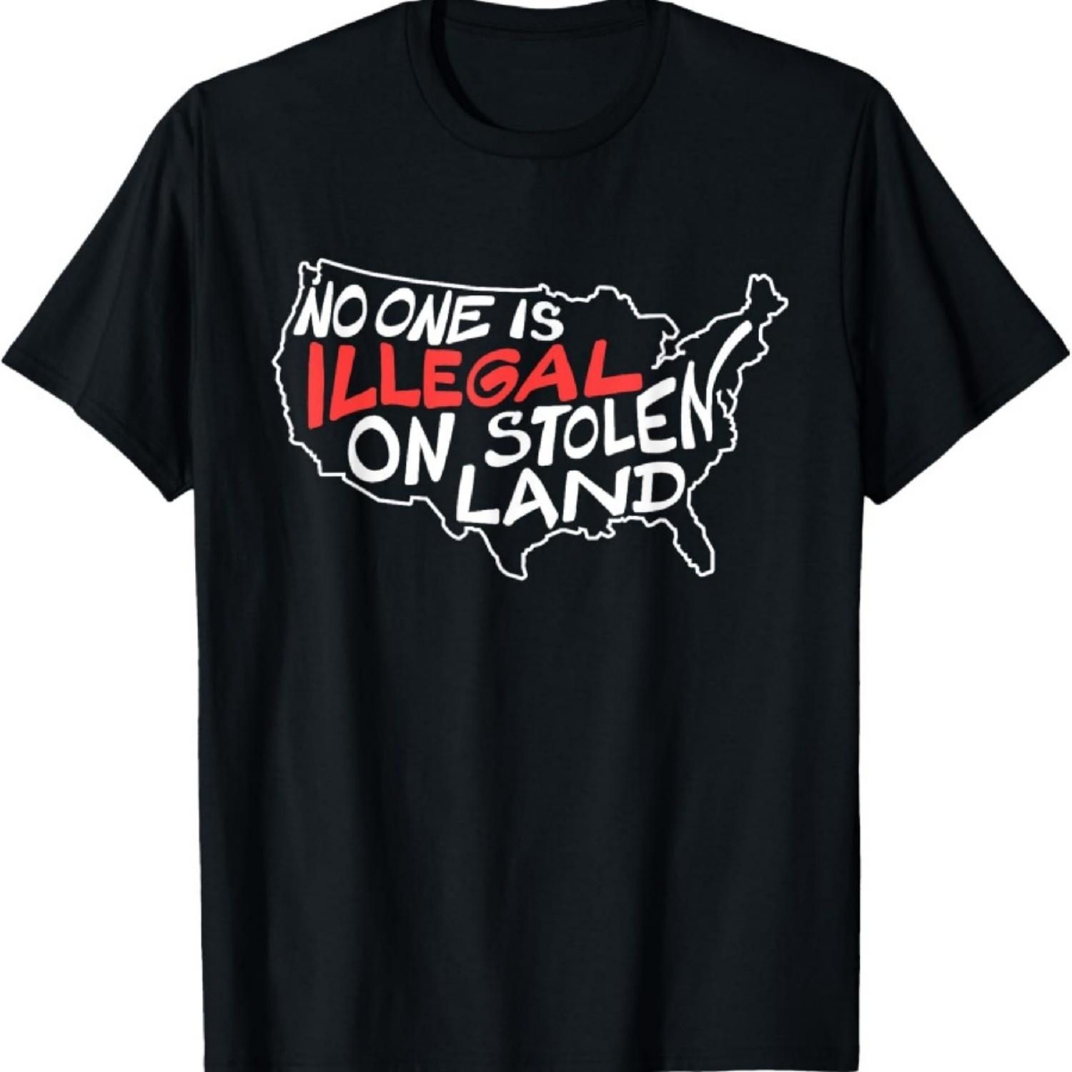 

No One is Illegal on Stolen Land USA Map T-Shirt XXXXXL чорний