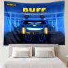 Car Print Tapestry, Backdrop, Easy Setup, Ideal for Bedroom, Office & Living Room, with Aesthetic Wall Hanging Decor.