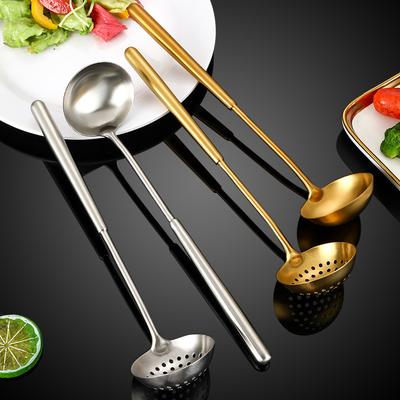 304 Rostfritt Stål Långskaft Soppslev Koreansk Hot Pot Ramen Soppslev Matserveringsskopa Durkslag Bordsartiklar Köksredskap