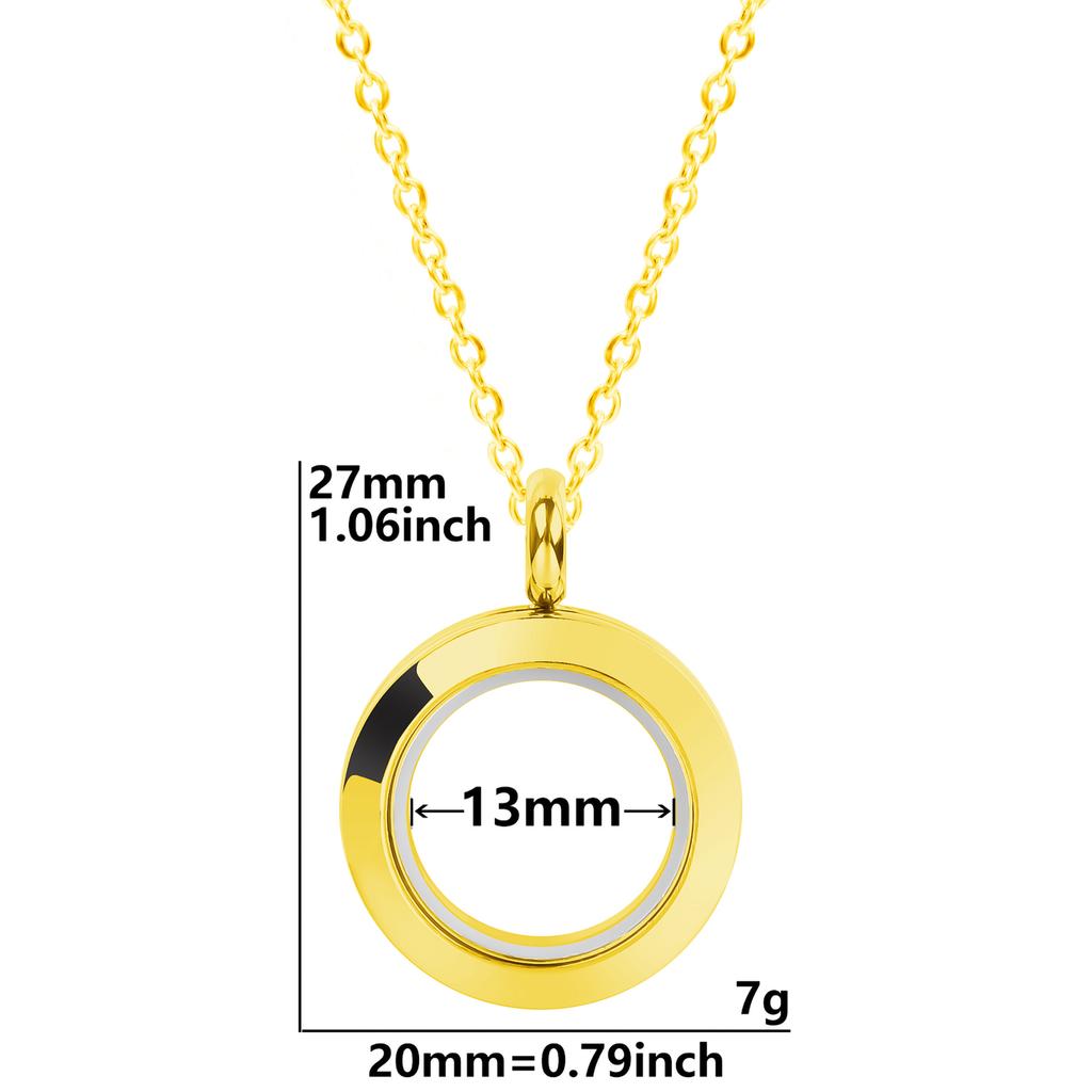 Never Fade Round Stainless Steel Locket Pendant Necklaces For Women Men Accessories Living Lockets Necklace Memory Jewelry Gift
