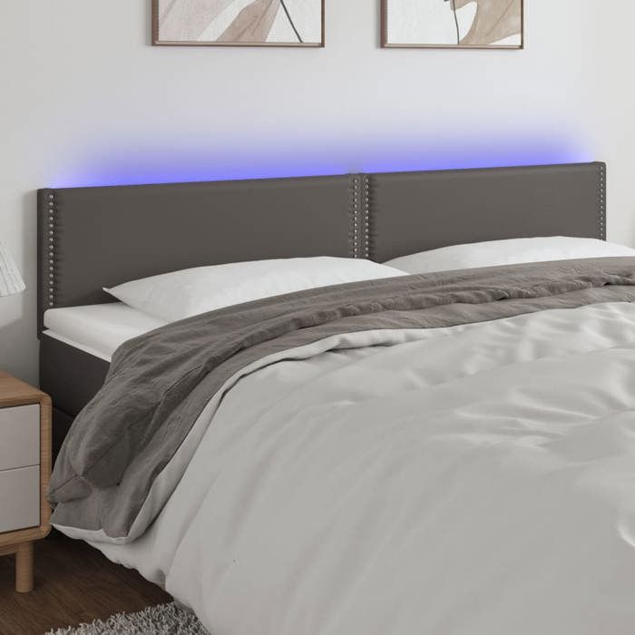 VidaXL Tête de Lit à LED Meuble de Chambre à Coucher Accessoire de Lit Double Tête de Cadre de Lit Intérieur Gris 3121584