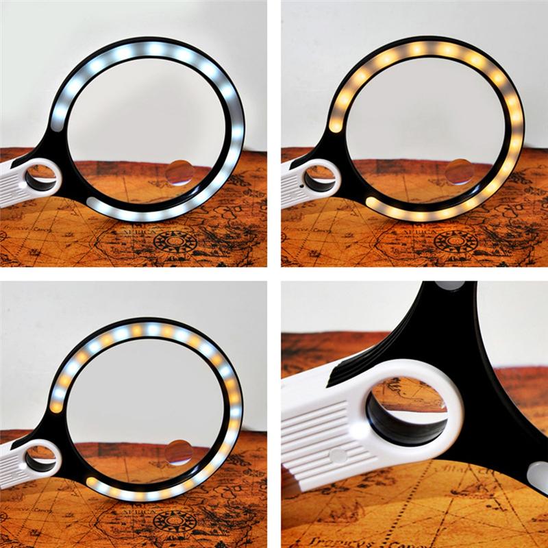 

A95I-20X Professional Handheld Magnifying Glass Rechargeable Reading Lens 34 LED Light For Reading Magnifying Glass Jewelry