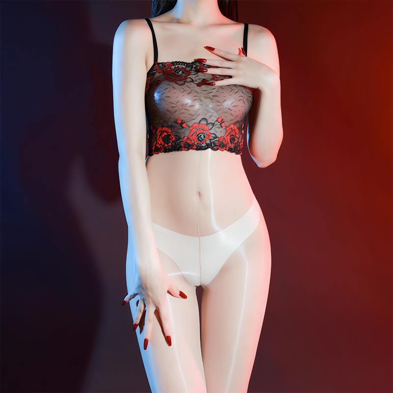 Women Sexy Lace Floral Jumpsuit Aurora Pantyhose Seamless Pantyhoses Ultra Elastic Transparent Bodysuit Night Club Wear