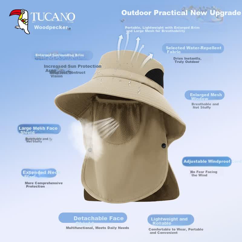TUCANO Sun Protection Hat for Men, Outdoor UV-Resistant Cycling Travel Fisherman Hat, Fishing Sun Hat, Sun Visor, Face Shield for Me