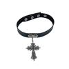 Y2K Subculture Baroque Hollowed-out Cross Pendant Collar Black Beaded Fold Wear Long Necklace for Women Personality Punk Jewelry