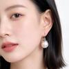 Elegant Imitation Pearl Drop Earrings, Luxury Silver Hook Dangle Earrings, Classic Romantic Round Pearl Jewelry For Women Daily Party Wear