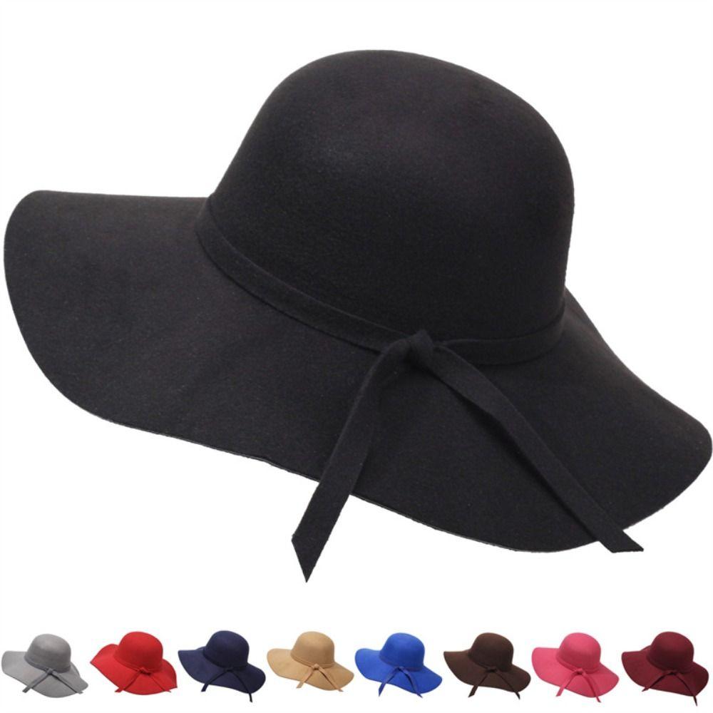 Cappelli a tesa larga stile vintage Cappelli bombati a tesa larga in feltro Cappello a secchiello alla moda Abbigliamento casual