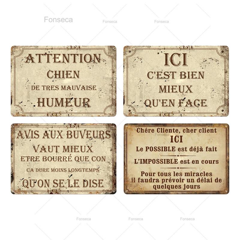 Place Des Aperos Plaque Metal Vintage French Retro Metal Tin Sign Bar Pub Club Wall Decor Iron Painting Decorative Plate