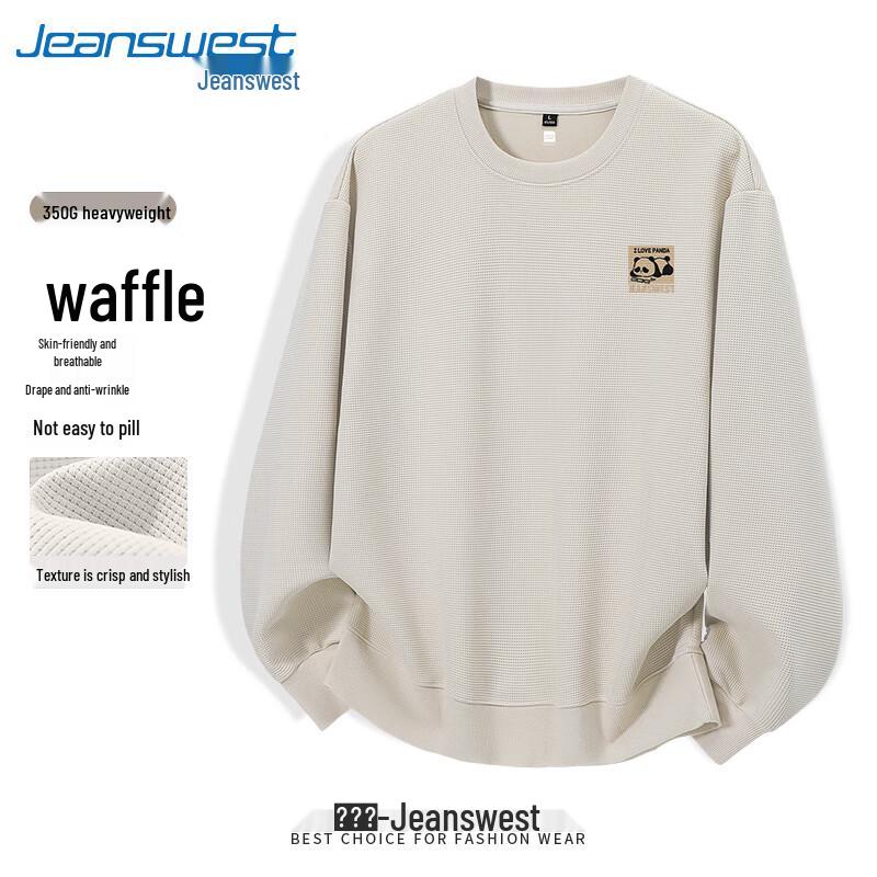 Jeanswest Men's Waffle Panda Graphic Crewneck Sweatshirt