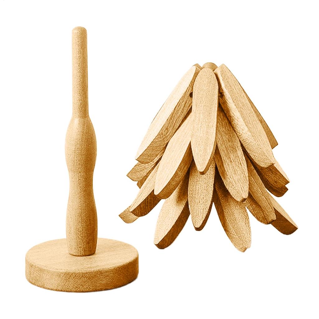 4 Tripods and 1 Bracket Wooden Trivets for Hot Dishes Folding Tree Shape Black Walnut Table Mat Holders Heat Insulated Pad Set