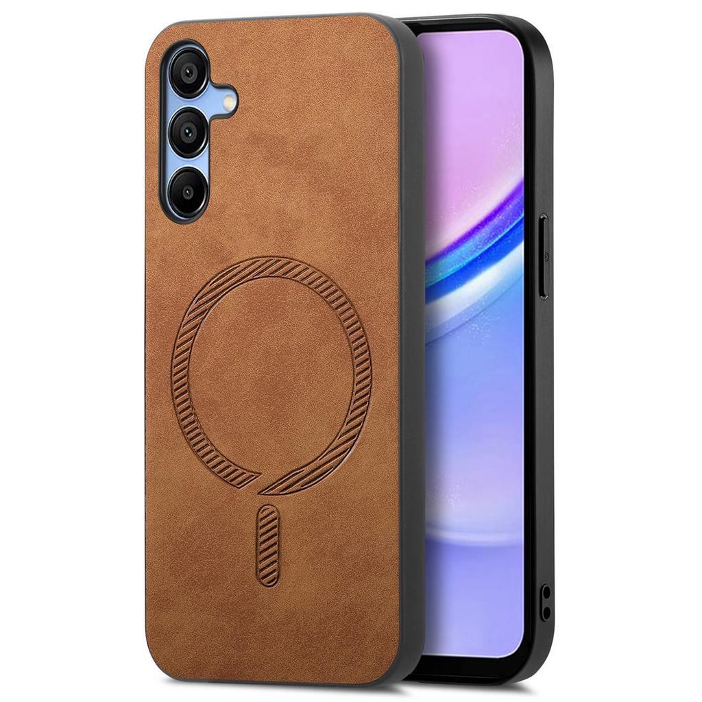 For Samsung Galaxy A15 4G/A15 5G Leather Back Case Compatible with MagSafe Skin-Touch Phone Cover