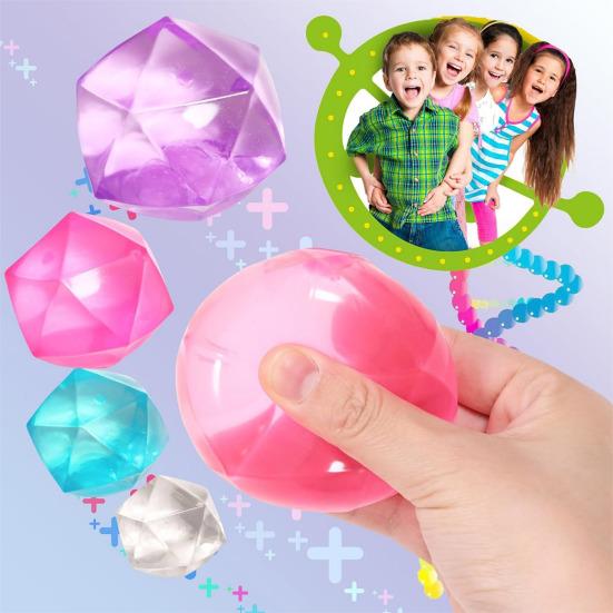 4 stk Stresskube Fidget Leke Sakte Tilbakesprett TPR Angstlindring Rhinestone Klemball Leke Klar Is Squishies Sensorisk Leke Barn Tenåringer Voksne Gave