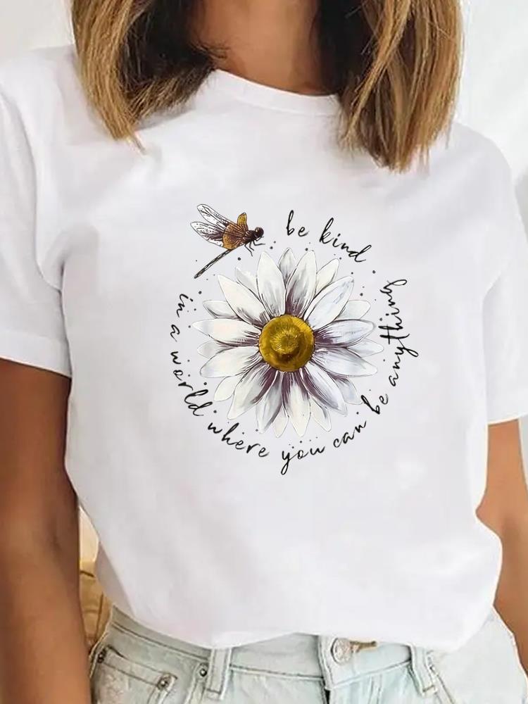 Tee Sweet Trend Flower Cute Clothes Clothing for Unisex Female Casual Top Short SleeveGraphic Tees Playeras De mujeres