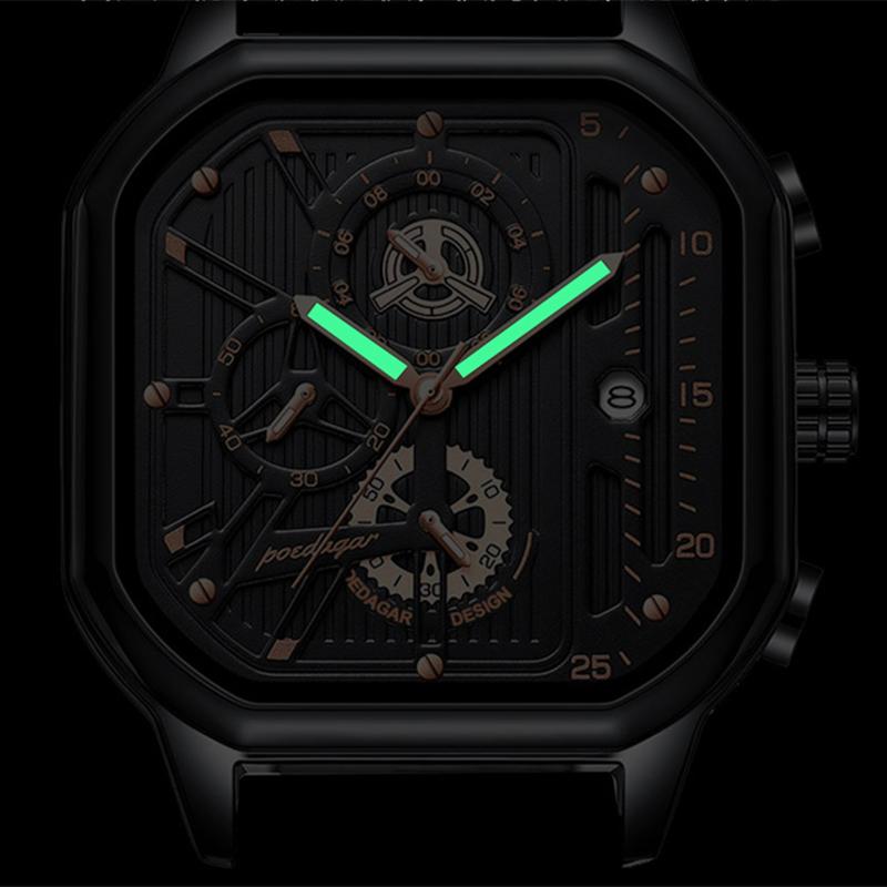 2024 Mighty Domineering Main Fashion Design Sports Watch Multifunction Pointer Dial Waterproof Luminous Leather Strap Luxury Quartz Watch