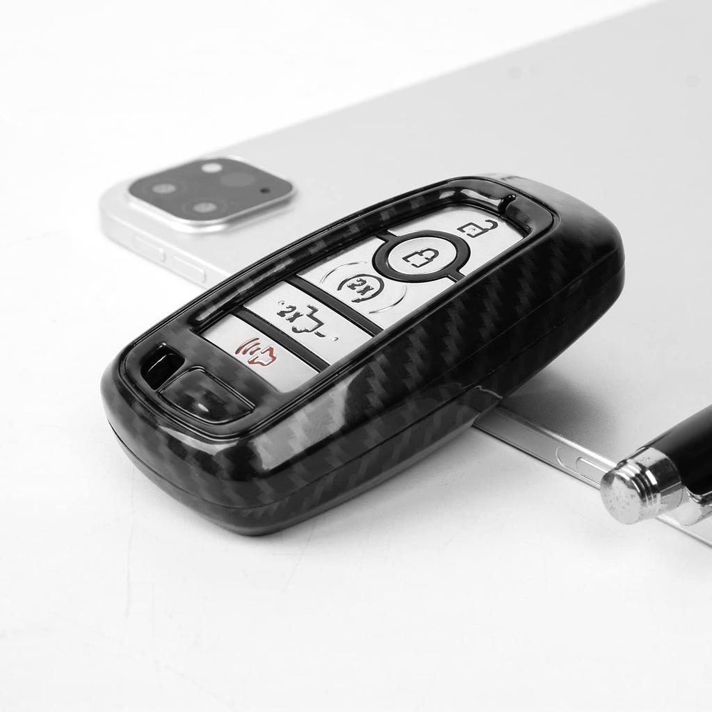 Hoolcar Key Fob Cover Case Key Holder Shell Remote Control Smart Key Fob Protector Compatible with 2018-2024 Ford F150 Explorer, 2021-2024 Ford