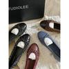 Sheepskin Classic Splicing Round Head Ballet Flats Bow Low Heel Light Mouth Single Shoes