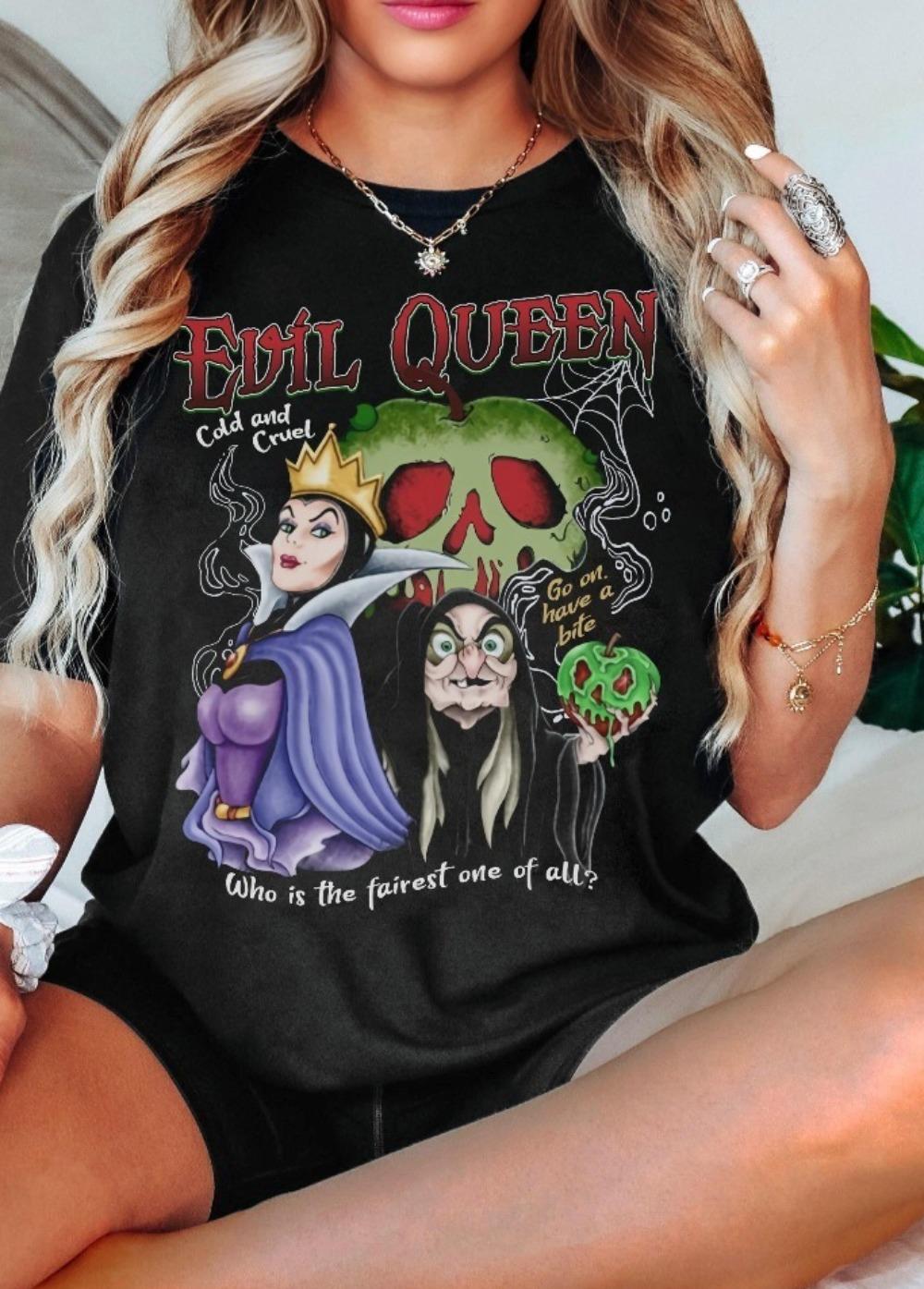 The Latest Hotselling Tshirt Shortsleeved Retro Halloween Villain Evil Queen Loose Breathable Tshirt Womens Clothing S