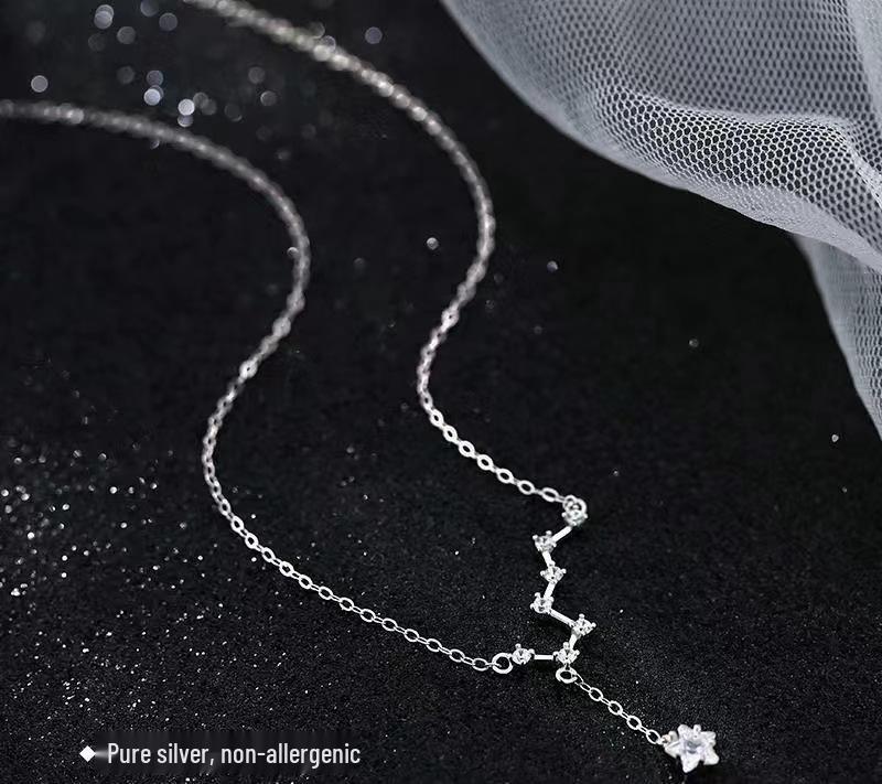 S925 Sterling Silver Big Dipper Necklace for Women - 2024 Light Luxury Clavicle Chain with Niche Design