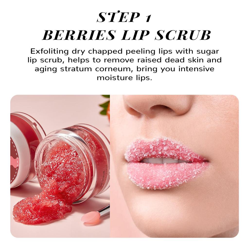 ANAiRUi Strawberry & Vitamin C Lip Scrub & Lip Mask Set, Overnight Hydrating Lip Treatment Kit 30g