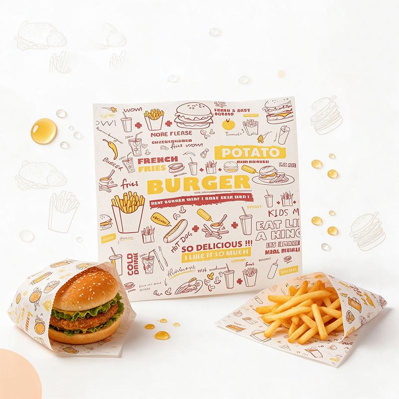 100Pcs Disposable Hamburger Paper Cake Wrapping Paper Oil-Resistant Coated Food Wax Paper Sandwich Wrapping Papers