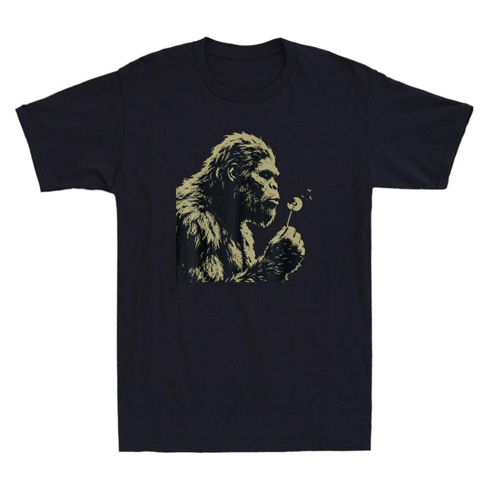 Blowing Wishes Funny Chimpanzees Blowing Dandelion Graphic Vintage Men s T-Shirt S
