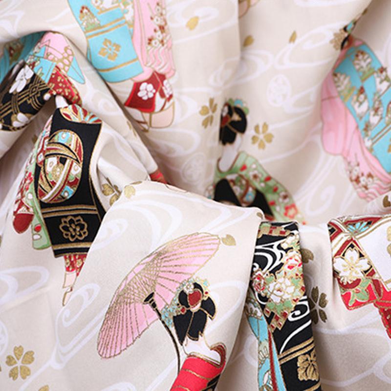 

100 см ретро японская танцующая гейша ткань хлопок бронзовая ткань для одежды своими руками кимоно чонсам скатерть шитье пэчворк 100cm