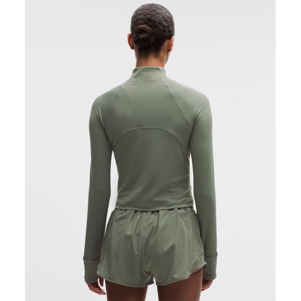 Lululemon It S Rulu Ribbed Cropped Half Zip  Updated Willow Leaf