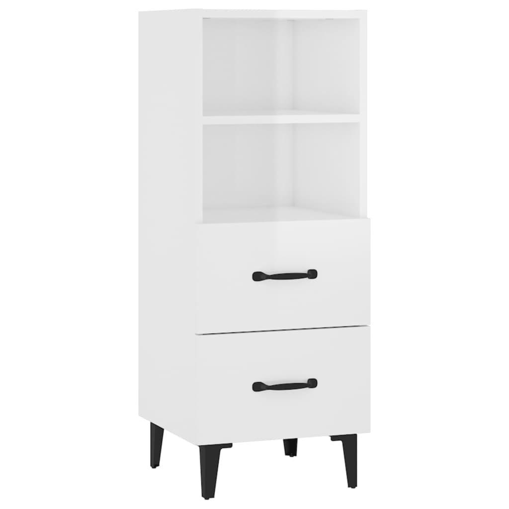 Sideboard High Gloss White 34.5 x 34 x 90 cm Engineered Wood