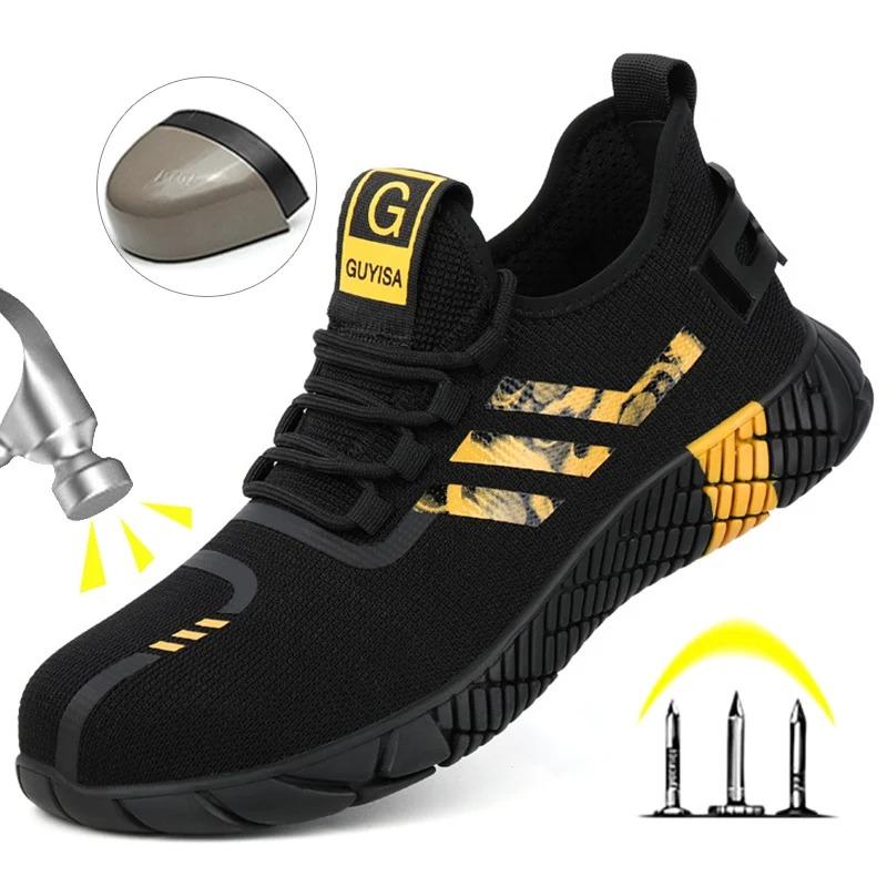 Fashion Work Sneakers Men Safety Shoes Construction Steel Toe Work Shoes Safety Boots Men Shoes Anti-Puncture Working Summer Kevlar