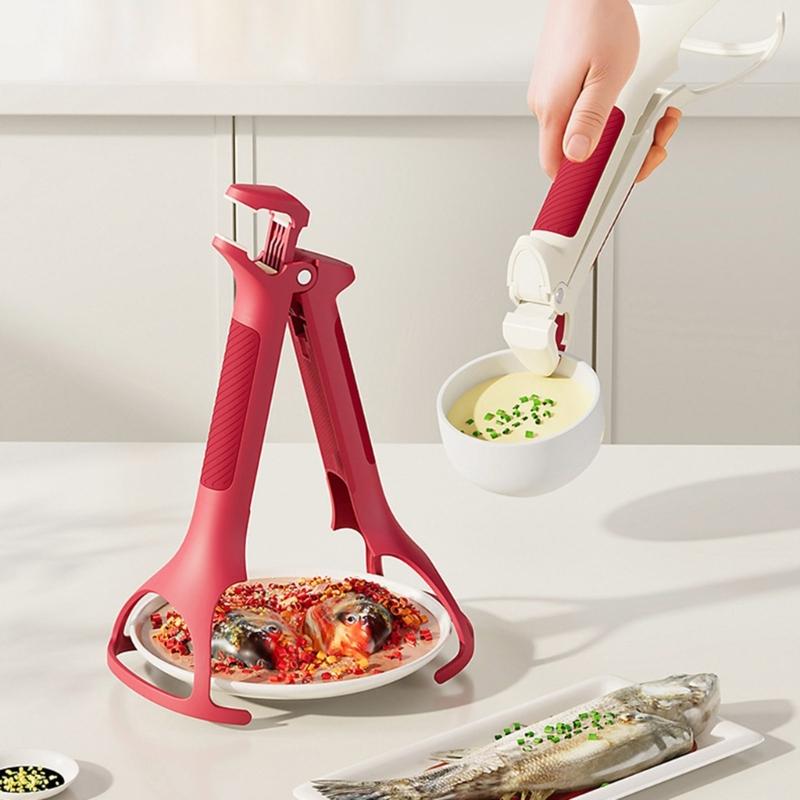 2in1 Hot Plate Gripper,Kitchen Hot Dish Bowl Plate Clip Antis Scalding Dish Plate Tongs for Oven Steamer Air Fryers Pan
