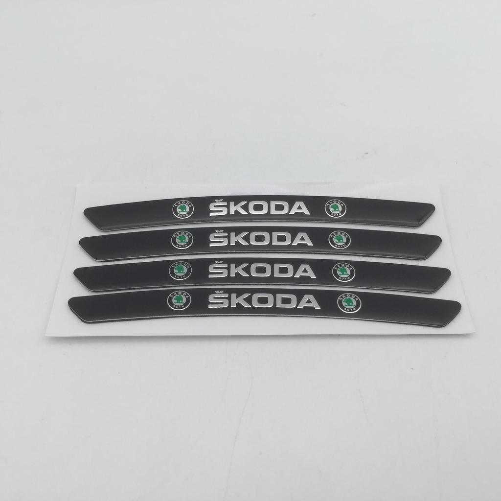 NADH5 4pcs 3D Aluminum For Skoda Car emblem Wheel hub Rims Center Cap Badge covers sticker Decals Styling accessories