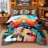 Wallace und Gromit Muster Bettwäsche 3-teiliges Set Bettlaken und Kissenbezüge für Schlafzimmer