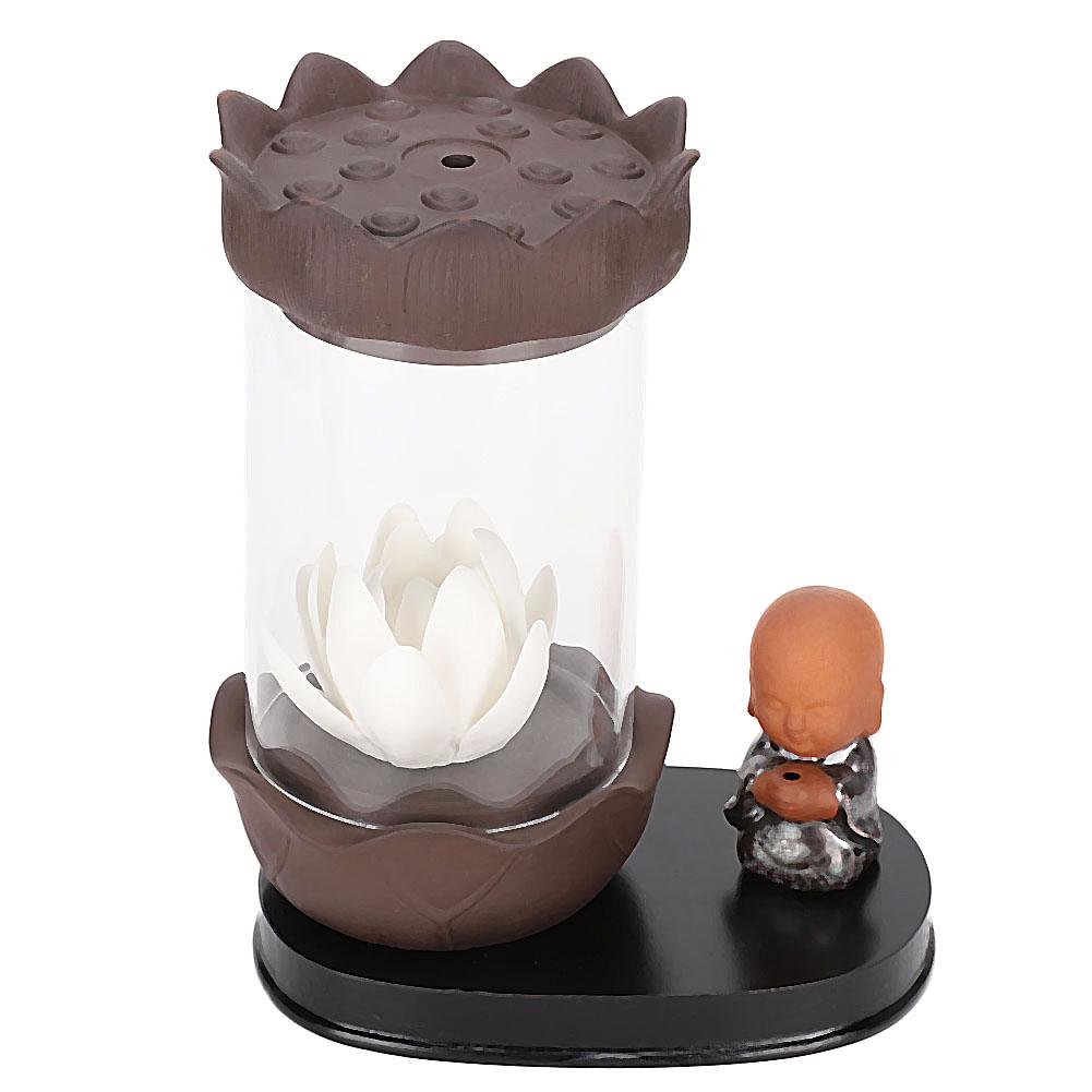 

Incense Holder Home Furnish Ornaments Windshield Little Monk White FlowerShaped LED Light