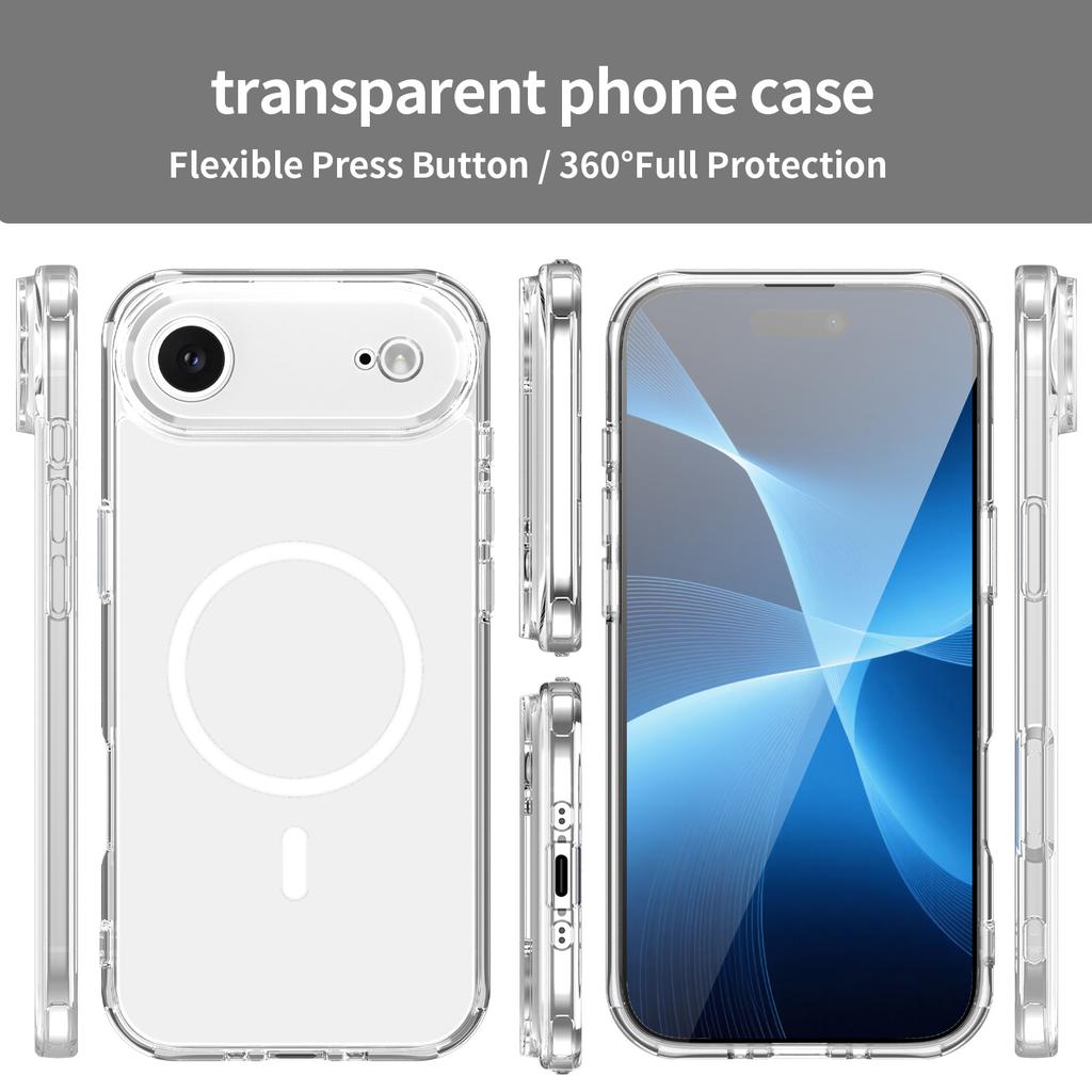 For iPhone Air Phone Case, Magnetic Shockproof Transparent Cover for iPhone Air
