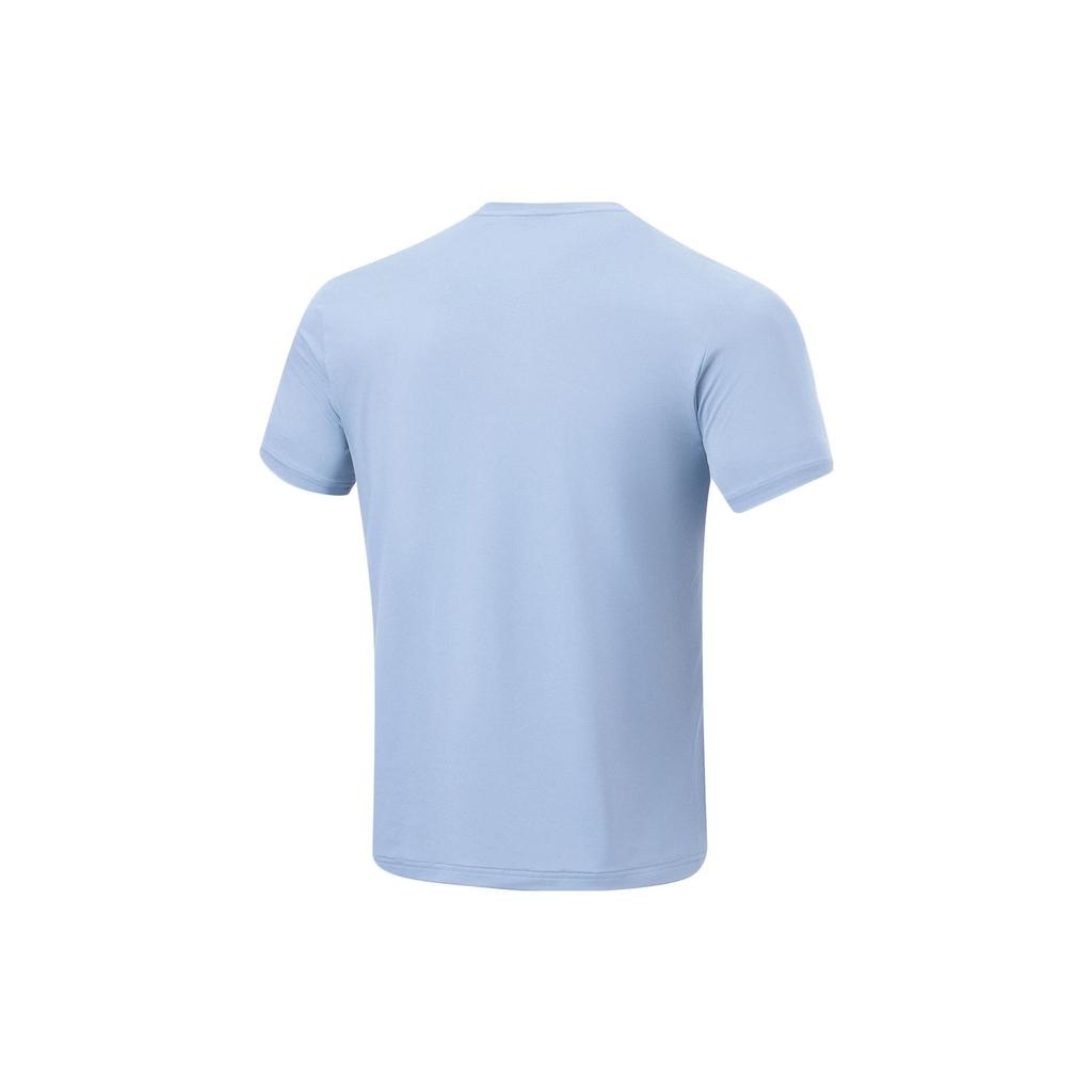 Li Ning Plain Round Neck Pullover Short Sleeve T-Shirt Men Tops Blue ATST591-1