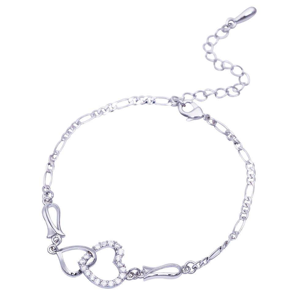 Bracciale da Donna Semplice a Forma di Cuore Vuoto Elegante Catena da Mano All-match