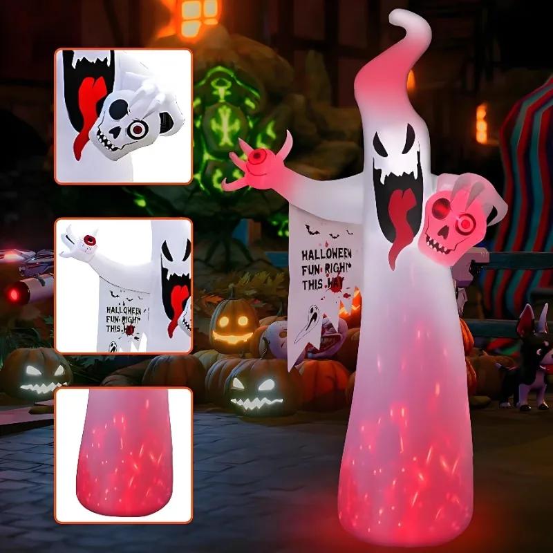 8FT Halloween Inflatable Toys Ghost Outdoor Holiday Decorations Giant Inflatable Ghost with Built-in LED Lights for Party Decor