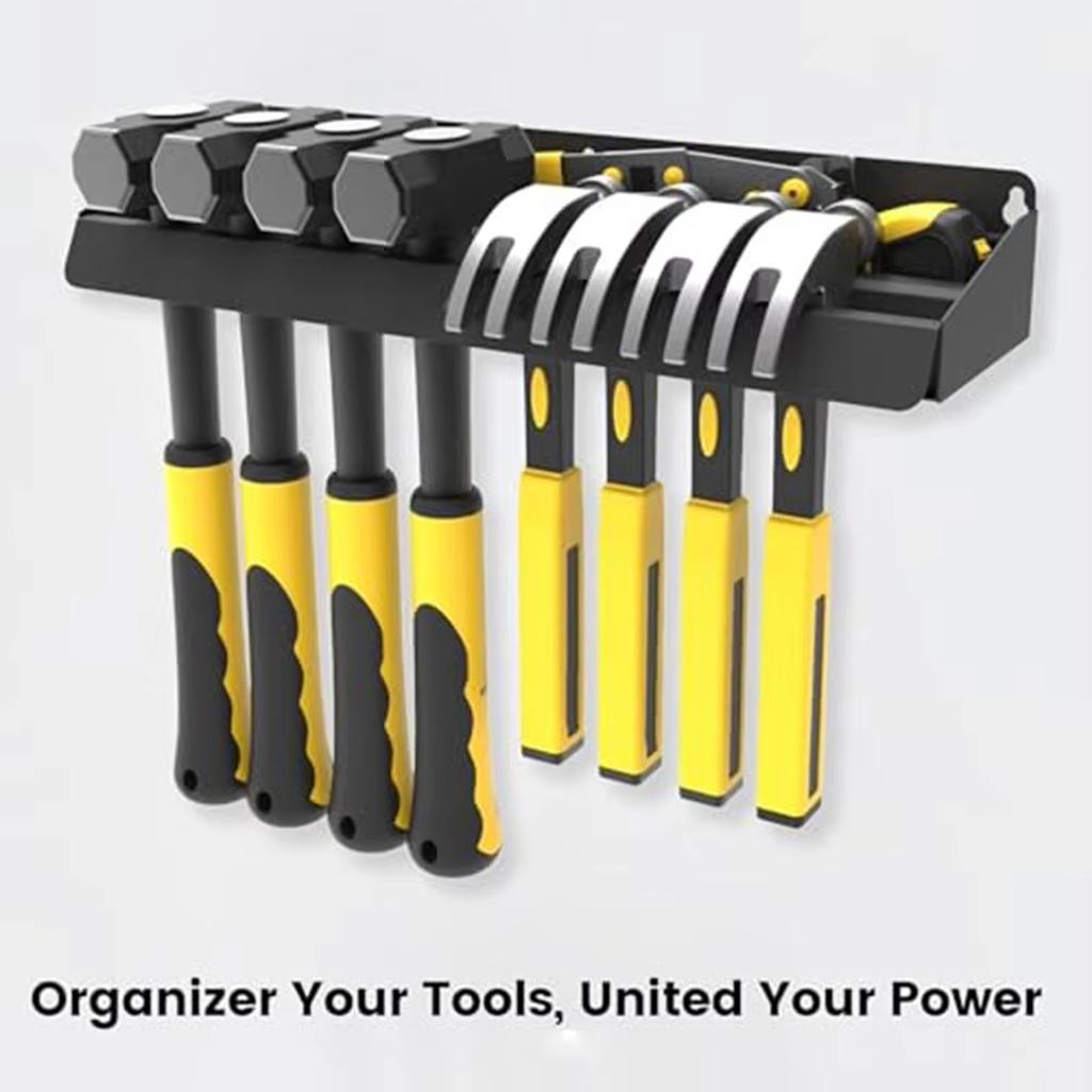 Hammer Tool Storage Rack , Wall,Mounted Organizer for Workshop & Garage Wrenches, Pliers, Tape Measures