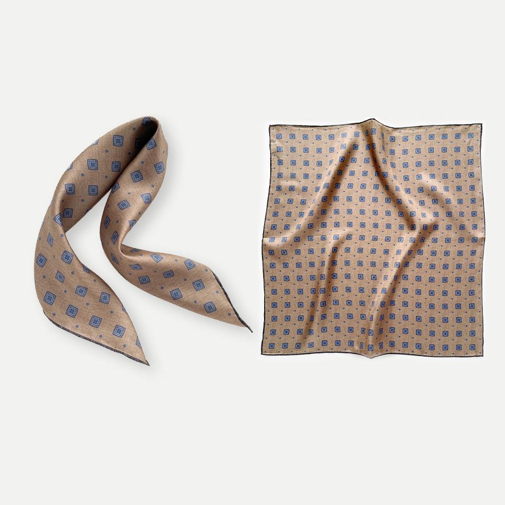 May Kaji American retro headband square scarf neck shirt with cashew flower paisley silk scarf suit accessories