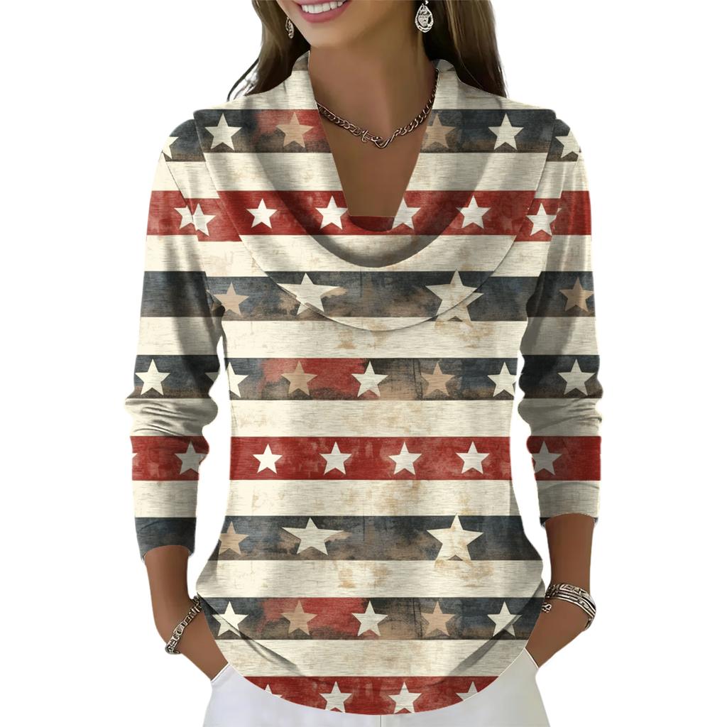 Women's Casual And Fashionable Round Neck Long Sleeved Printed Top Sweater