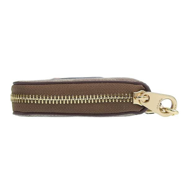 Wallet Long Wallet Outlet with Zipper Strap Leather C4452 CE705 CF218 WOOD [Coach] Women's (KHAKI×RED MULTI2/Beige) [Item]