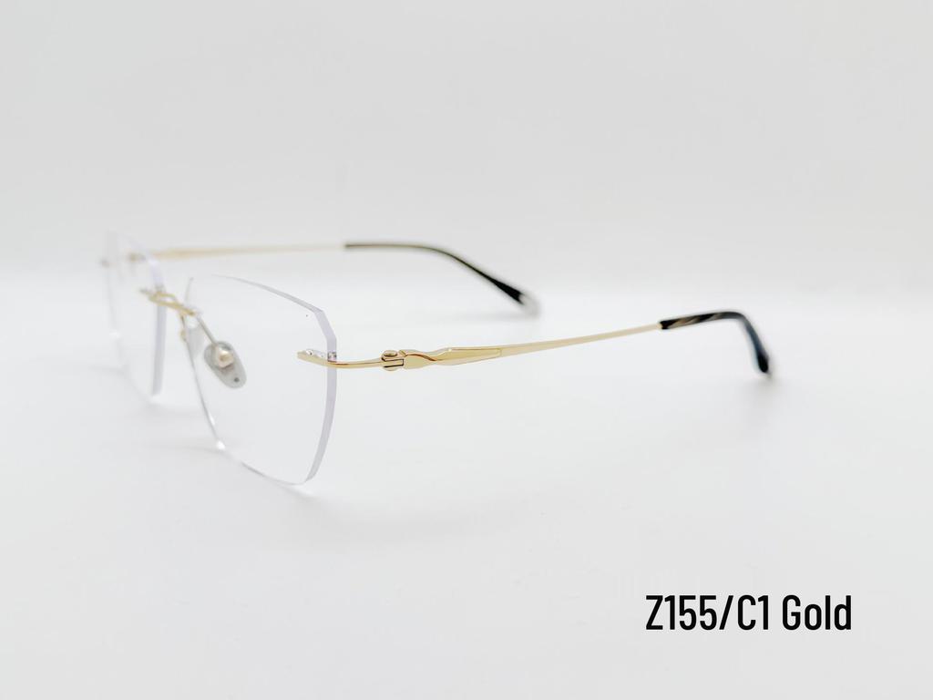Men's Rimless Titanium Glasses Frame with Anti-Blue Light Lenses: Myopia & Presbyopia Compatible, Style Z155