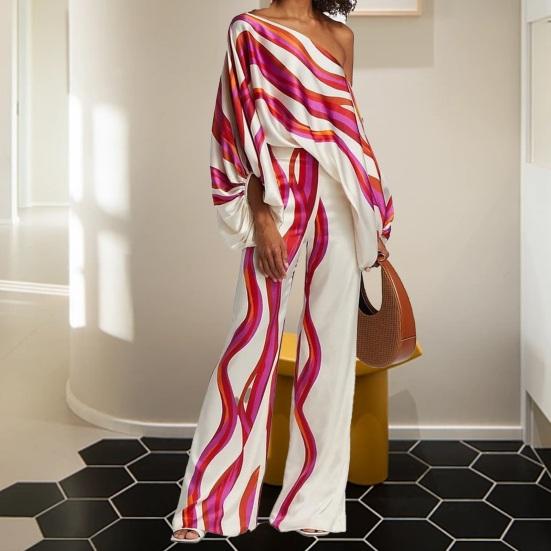 2 Stück/Set Schulterfrei Laternenärmel Langarm Hohe Taille Gerade Weites Bein Lässig