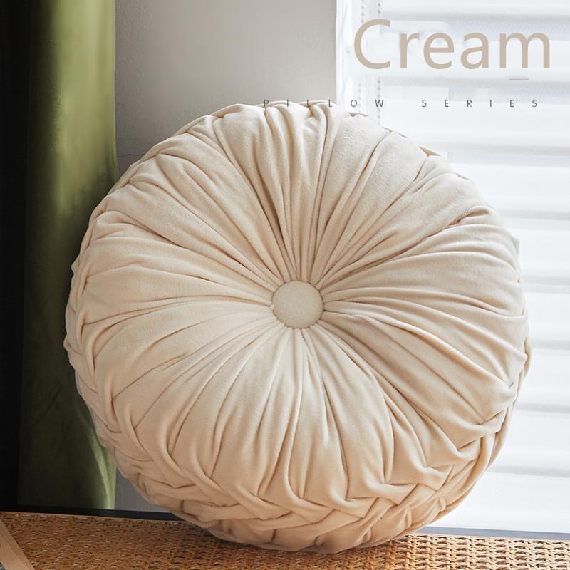 Craftsmanship Pleated Throw Pillow Home Decorative Round Pumpkin Velvet Cushion Floor Pillows for Living Room Chair Couch Sofa