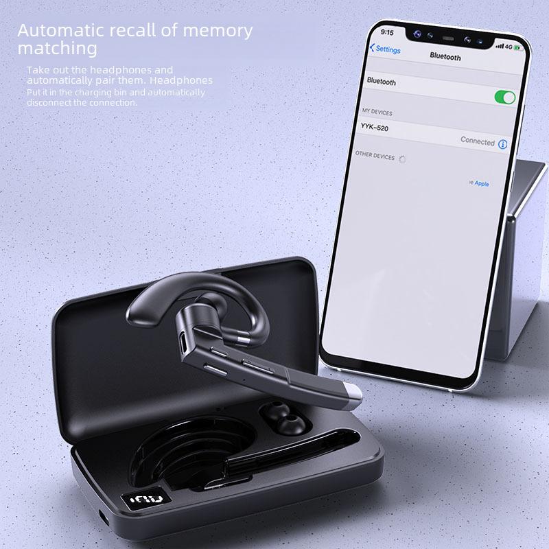 YYK520 Noise-Canceling Bluetooth Headset with Ear-Hook and Digital Display – High-Quality Sound for Business Calls