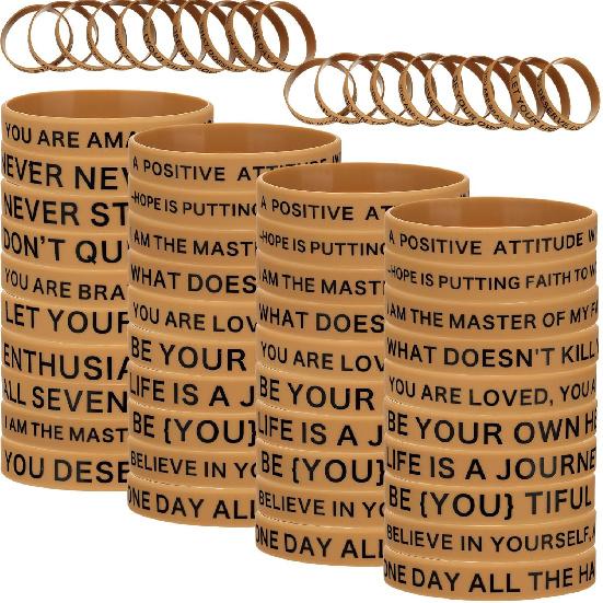 60 Pieces Motivational Quote Rubber Wristbands Colored pirational Silicone Bracelets Stretch Unisex Wristbands for Women Men Gifts, 20 Styles