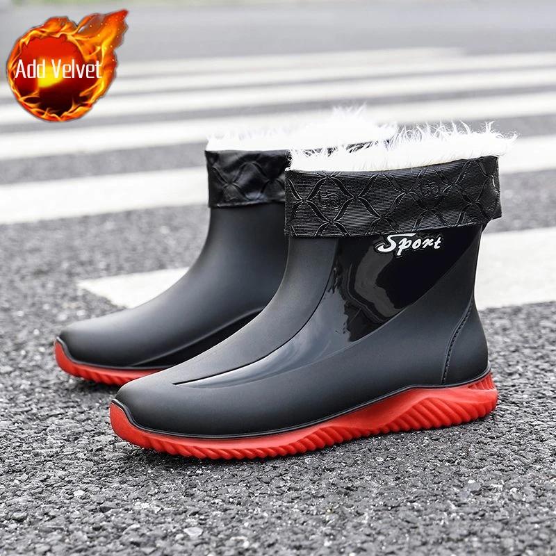 Silicone Male Shoes Wear to Work Soft Gumboots Teenagers Wellies Plastic Waterproof Resistant Wear-resistant Men's Rain Boots